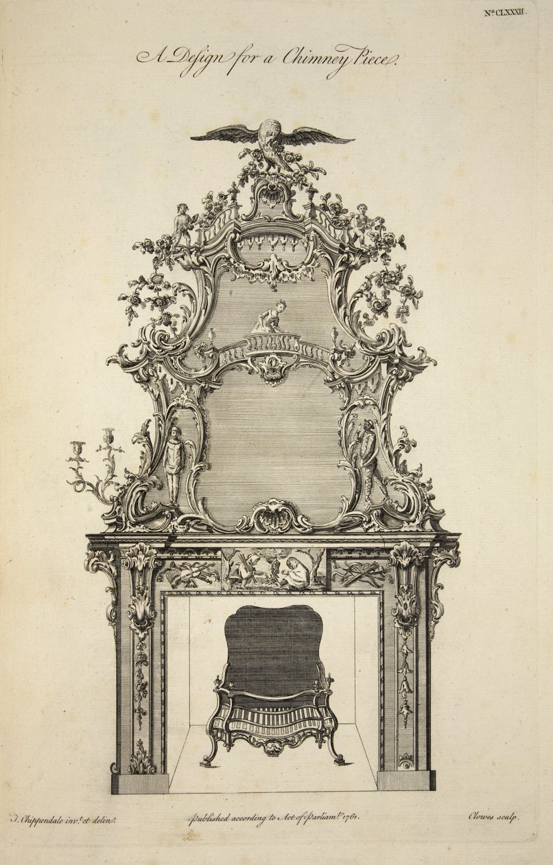 Progetto per un camino, pub. 1761 da Thomas after Chippendale