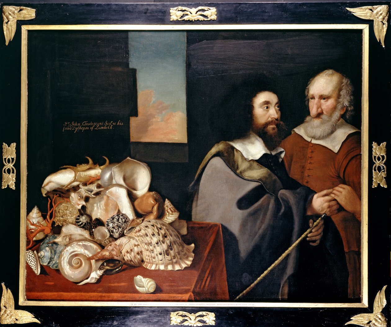 John Tradescant il Giovane con Roger Friend e una collezione di conchiglie esotiche, 1645 da Thomas de Critz