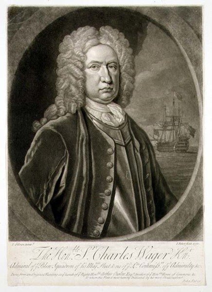 Ritratto di Sir Charles Wager, ammiraglio della Blue Squadron, inciso da John Faber 1732 da Thomas (after) Gibson