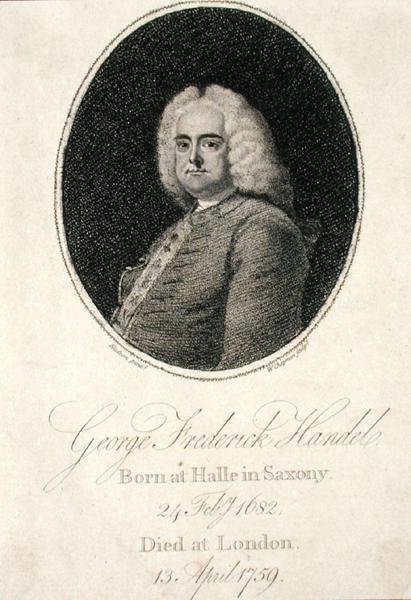 George Frederick Handel (1685-1759) inciso da W. Chapman da Thomas (after) Hudson