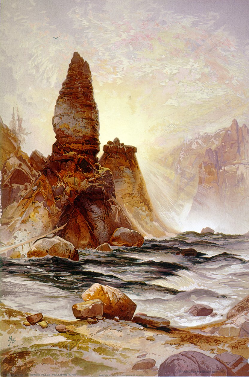 La torre delle cascate di Tower, Yellowstone da Thomas (after) Moran