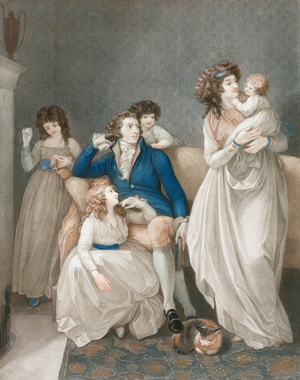 Scena di famiglia benestante tra la fine del XVIII e l
