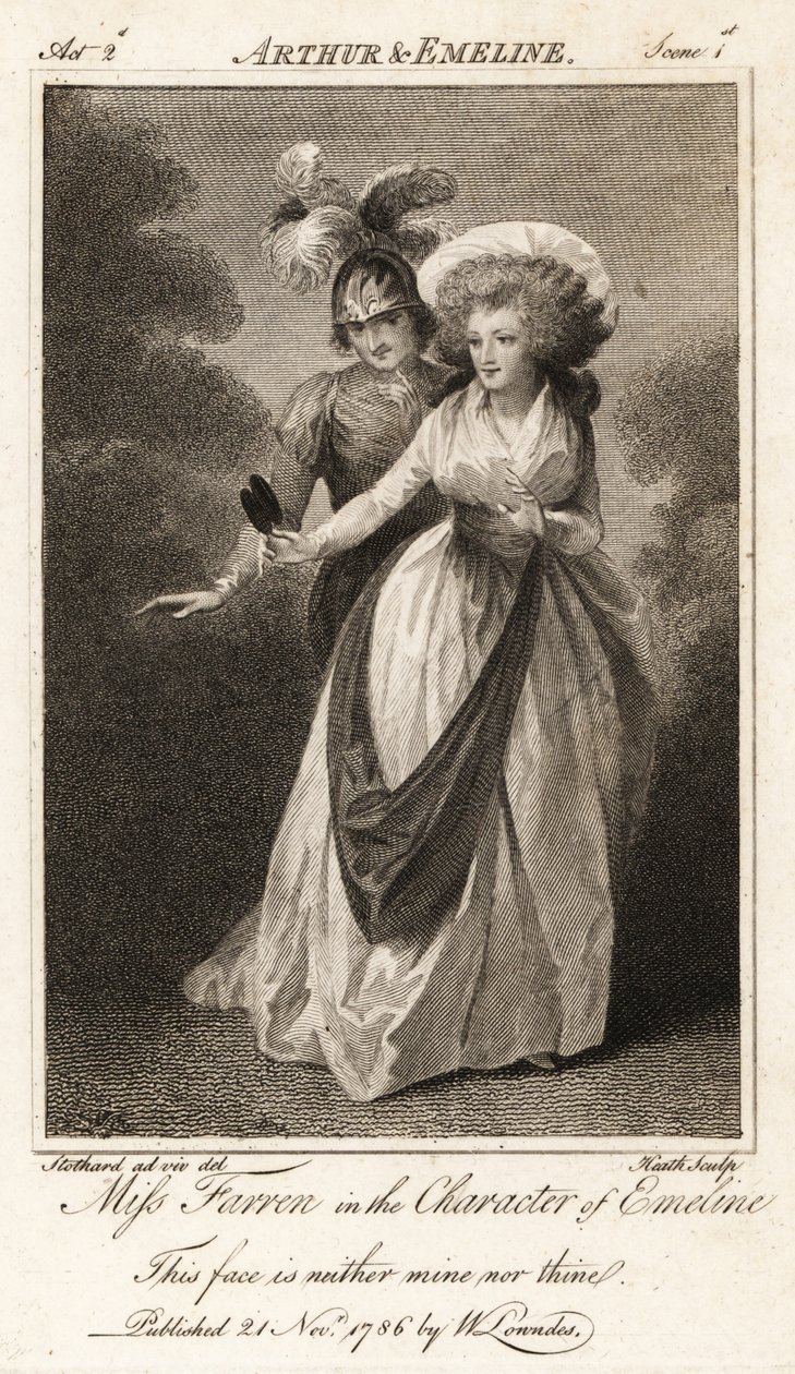 Miss Elizabeth Farren nel ruolo di Emeline in Arthur and Emeline di John Dryden da Thomas (after) Stothard