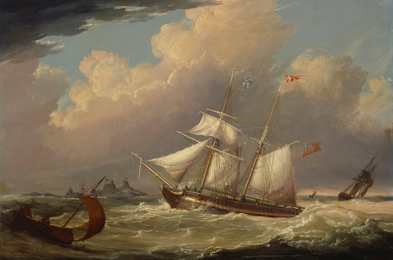 Il brigantino inglese "The Guide" entra nel fiume Elba in Germania, 1828 da Thomas A. Binks