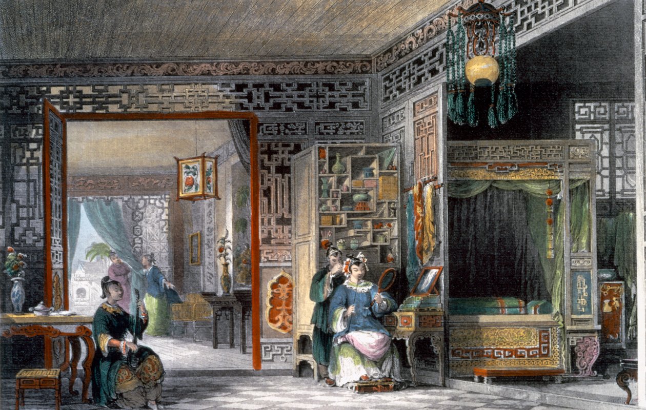 Boudoir e camera da letto di una signora di rango, Cina, 1843 da Thomas Allom