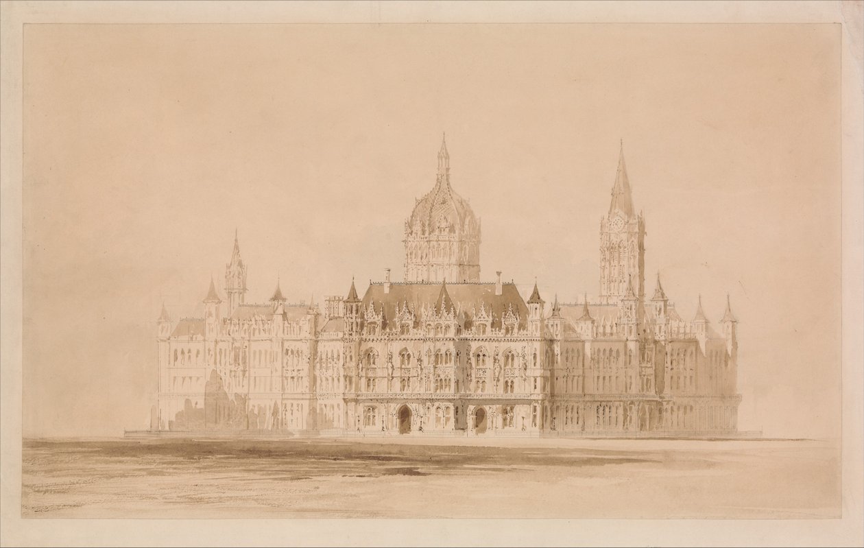 Progetto per il concorso del municipio di Manchester da Thomas Allom
