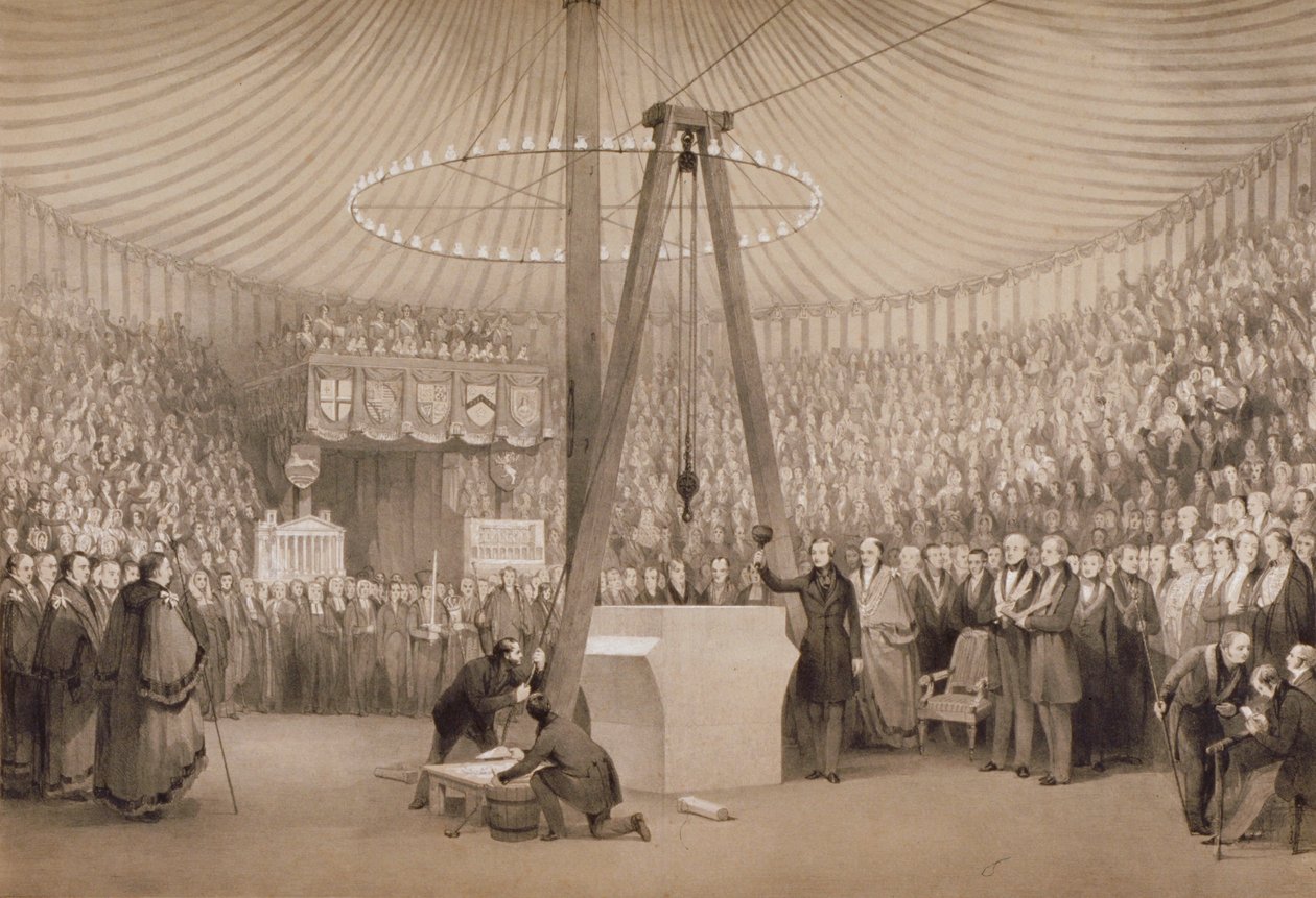 Il principe Alberto posa la prima pietra del nuovo Royal Exchange, Londra, 17 gennaio 1842 da Thomas Allom