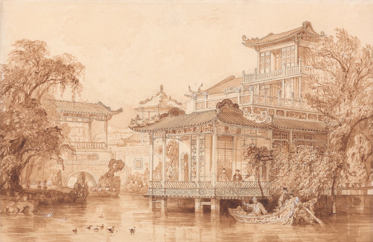 La casa di un mercante cinese vicino a Canton da Thomas Allom