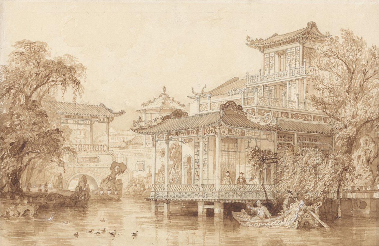 La casa di un mercante cinese vicino a Canton da Thomas Allom