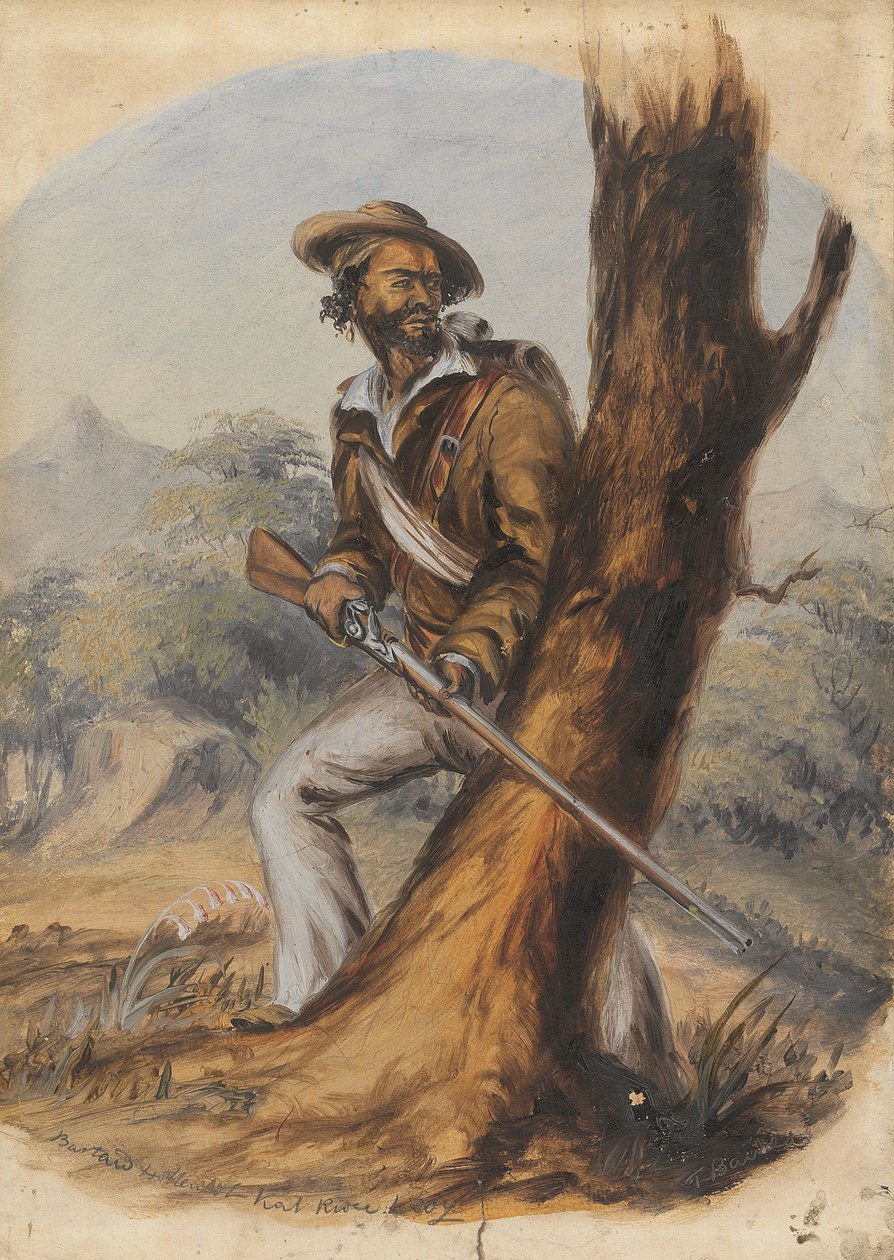 Barton Hottentot Kat River Levy (matita e olio su carta) da Thomas Baines