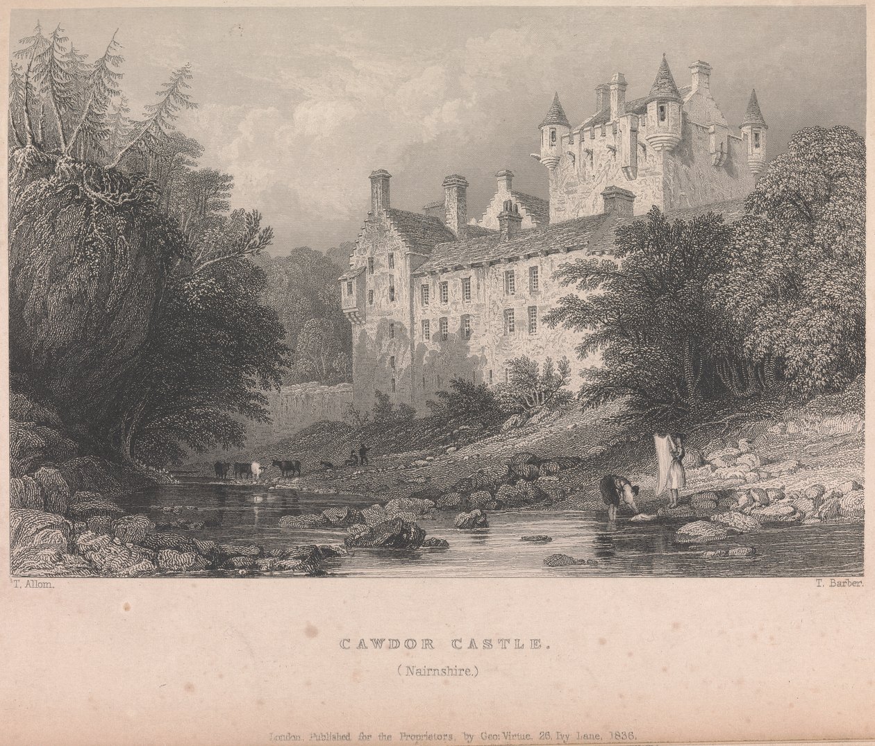 Castello di Cawdor, Narnshire (pubblicato da G. Virtue); pagina 59 (Volume Uno) da Thomas Barber