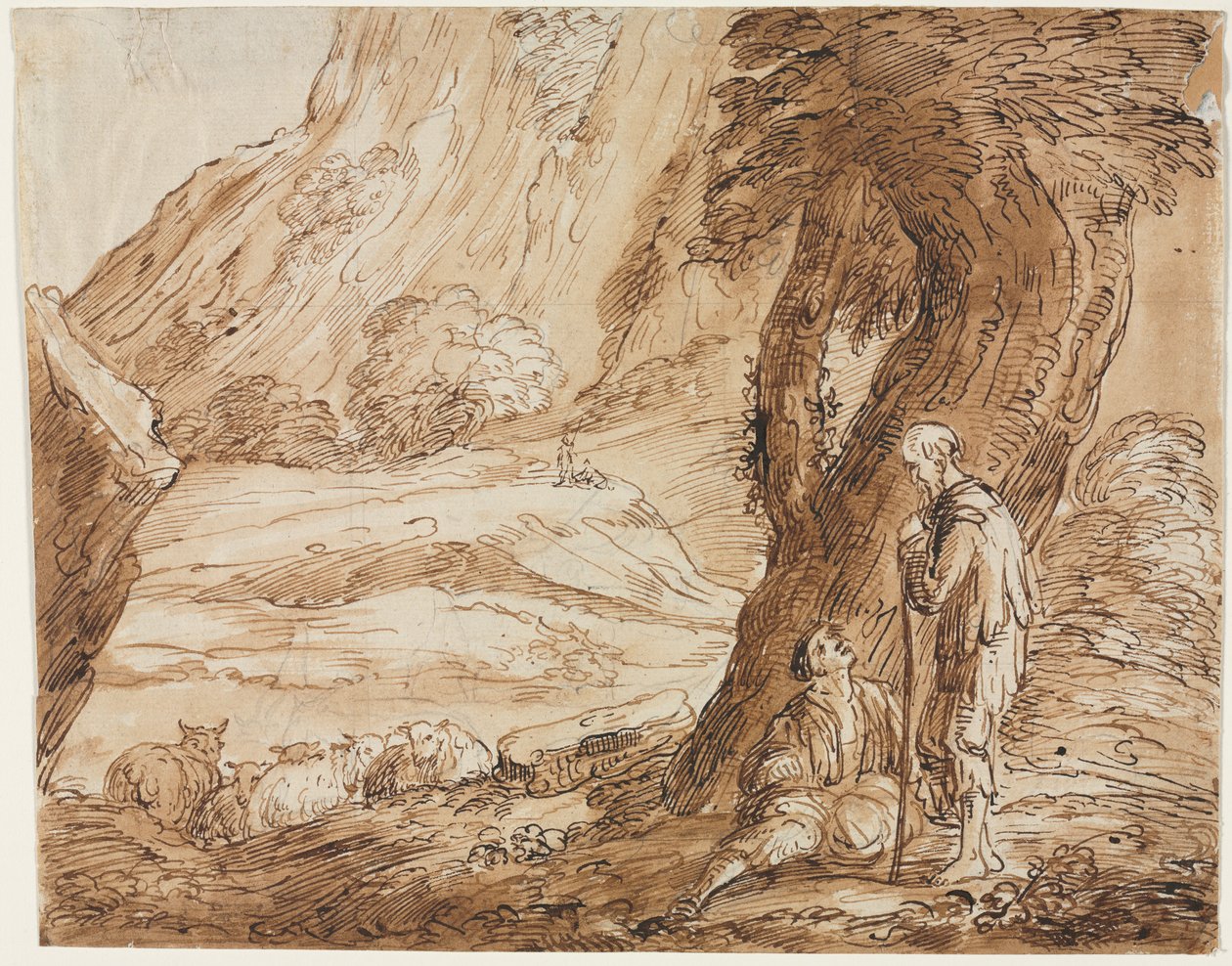 Paesaggio con Pecore e Due Pastori da Thomas Barker
