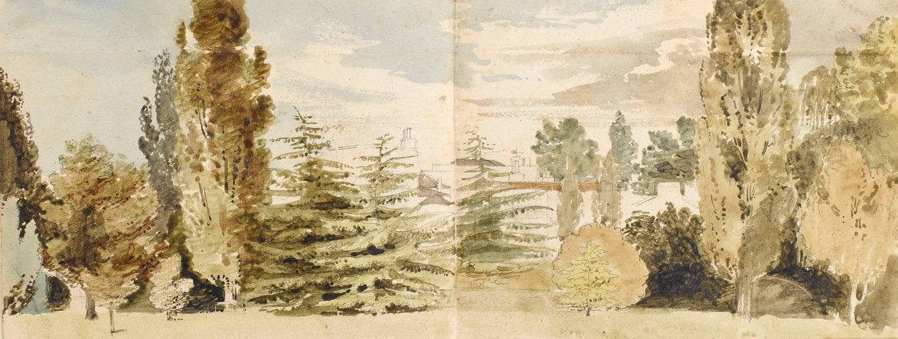 Vista di Merton Place da ovest attraverso prati e il fiume da Thomas Baxter