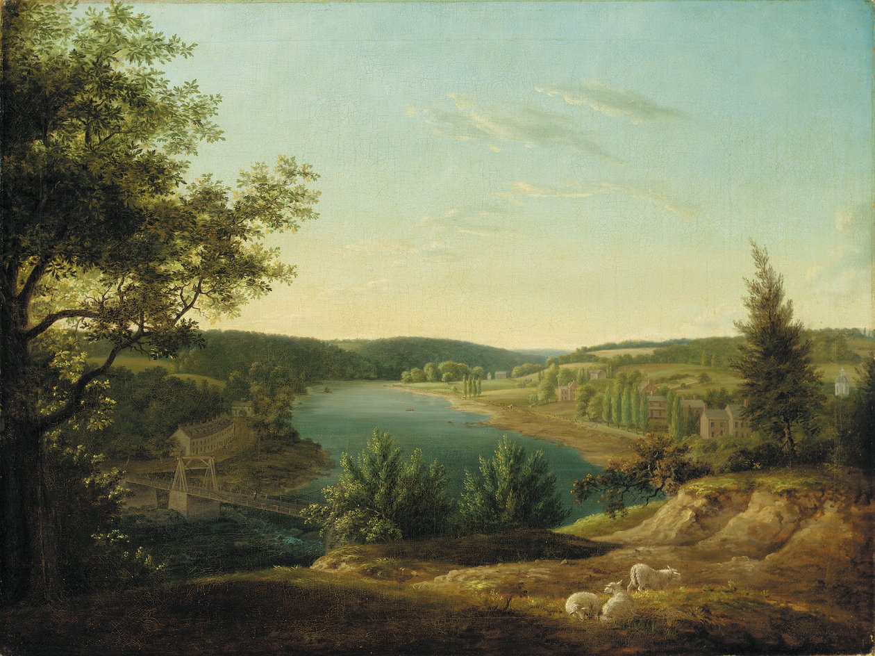 Vista del Ponte a Catena e delle Cascate dello Schuylkill, a cinque miglia da Filadelfia da Thomas Birch