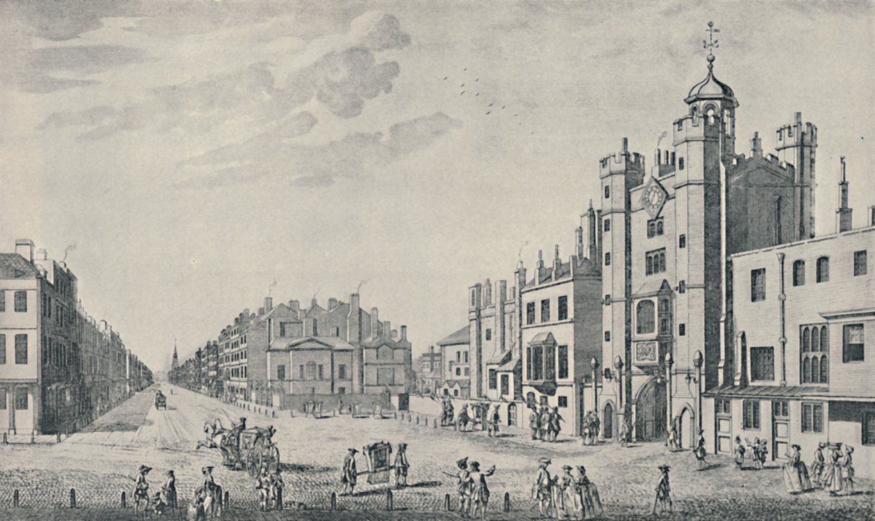 Fuori dal Palazzo di St. James, Pall Mall, 1740-1760, 1920 da Thomas Bowles