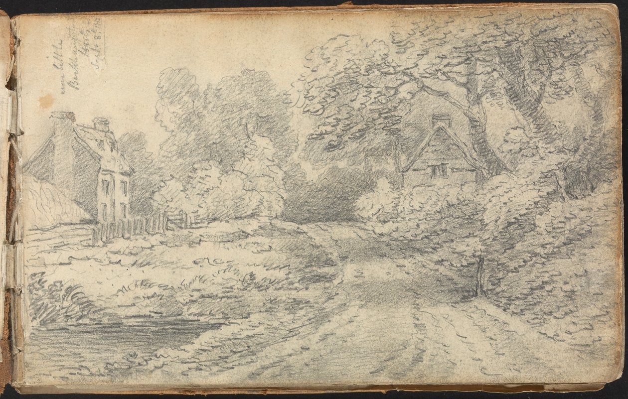 Album di studi di paesaggi e figure: una strada vicino a Berkhampstead, Hertfordshire. 8 settembre 1811 da Thomas Bradshaw