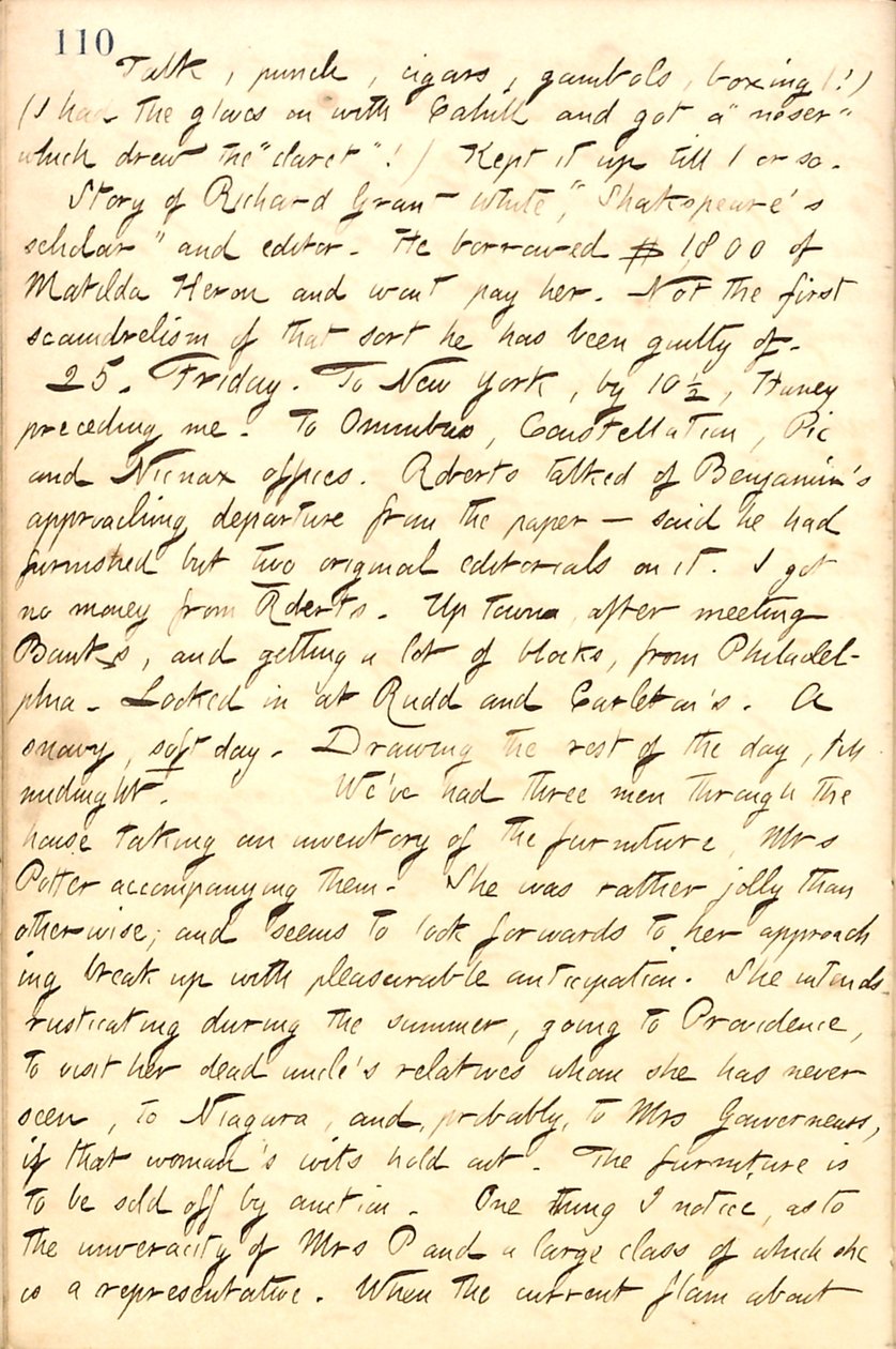 Diari di Thomas Butler Gunn - Volume 10, pagina 123, 24-25 febbraio 1859 da Thomas Butler Gunn