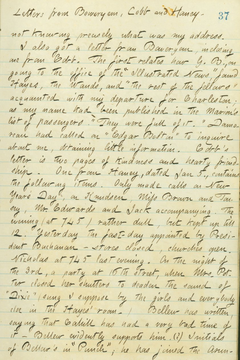 Diari di Thomas Butler Gunn - Volume 15, pagina 44, 6 gennaio 1861 da Thomas Butler Gunn