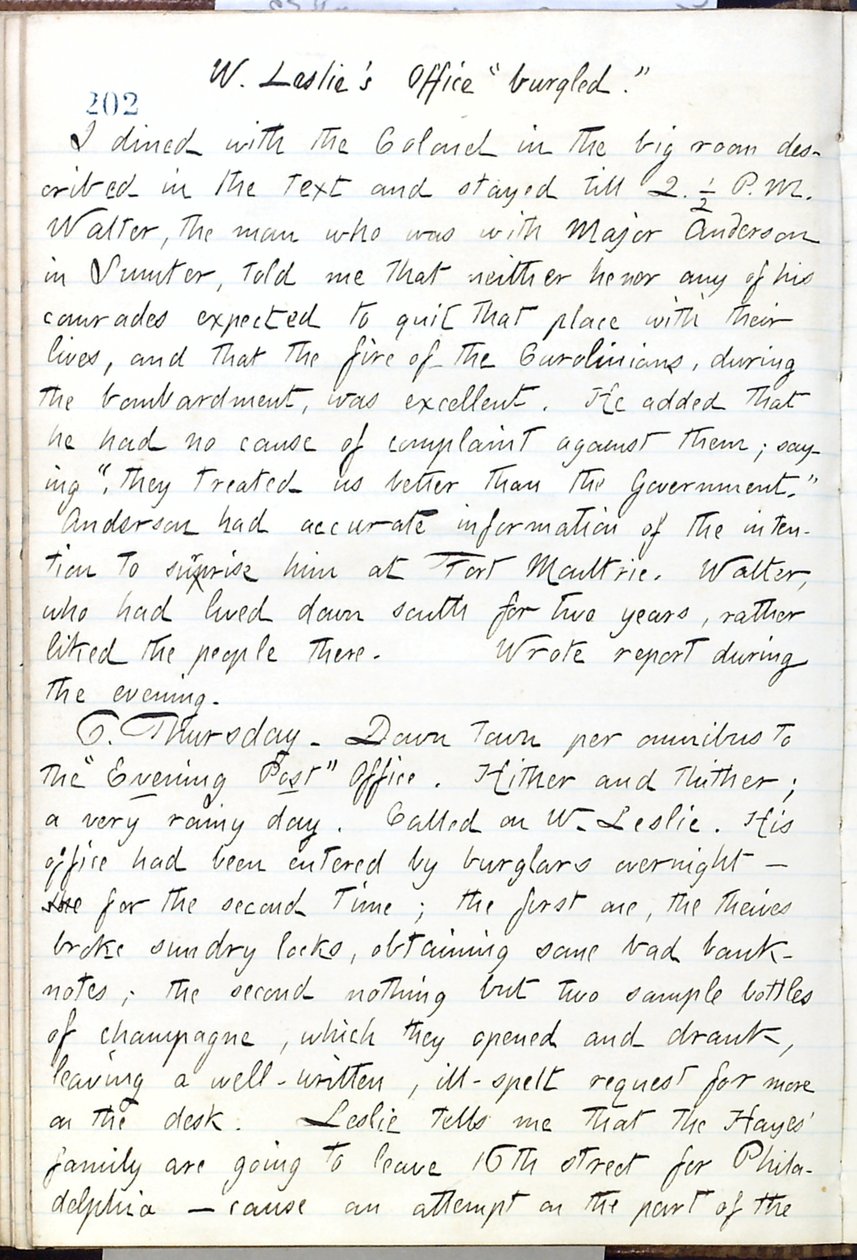 Diari di Thomas Butler Gunn - Volume 16, pagina 224, 5 giugno 1861 da Thomas Butler Gunn