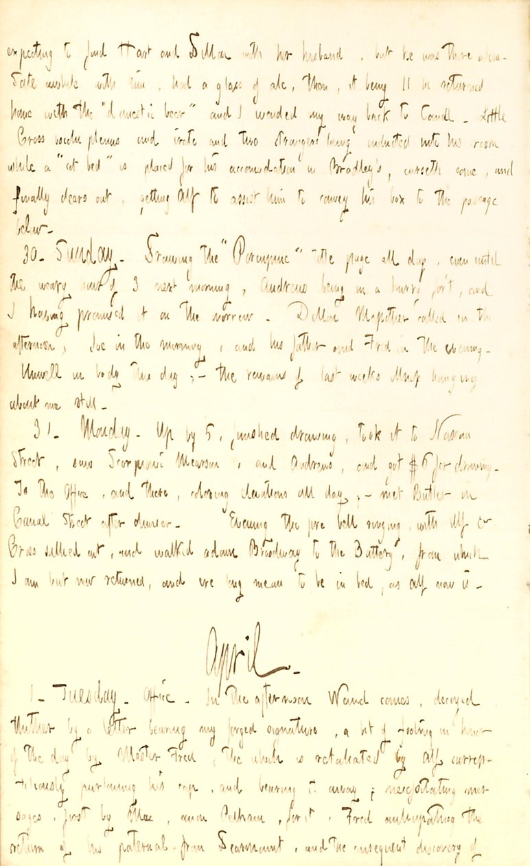 Diari di Thomas Butler Gunn - Volume 2, pagina 70, 29 marzo-1 aprile 1851 da Thomas Butler Gunn
