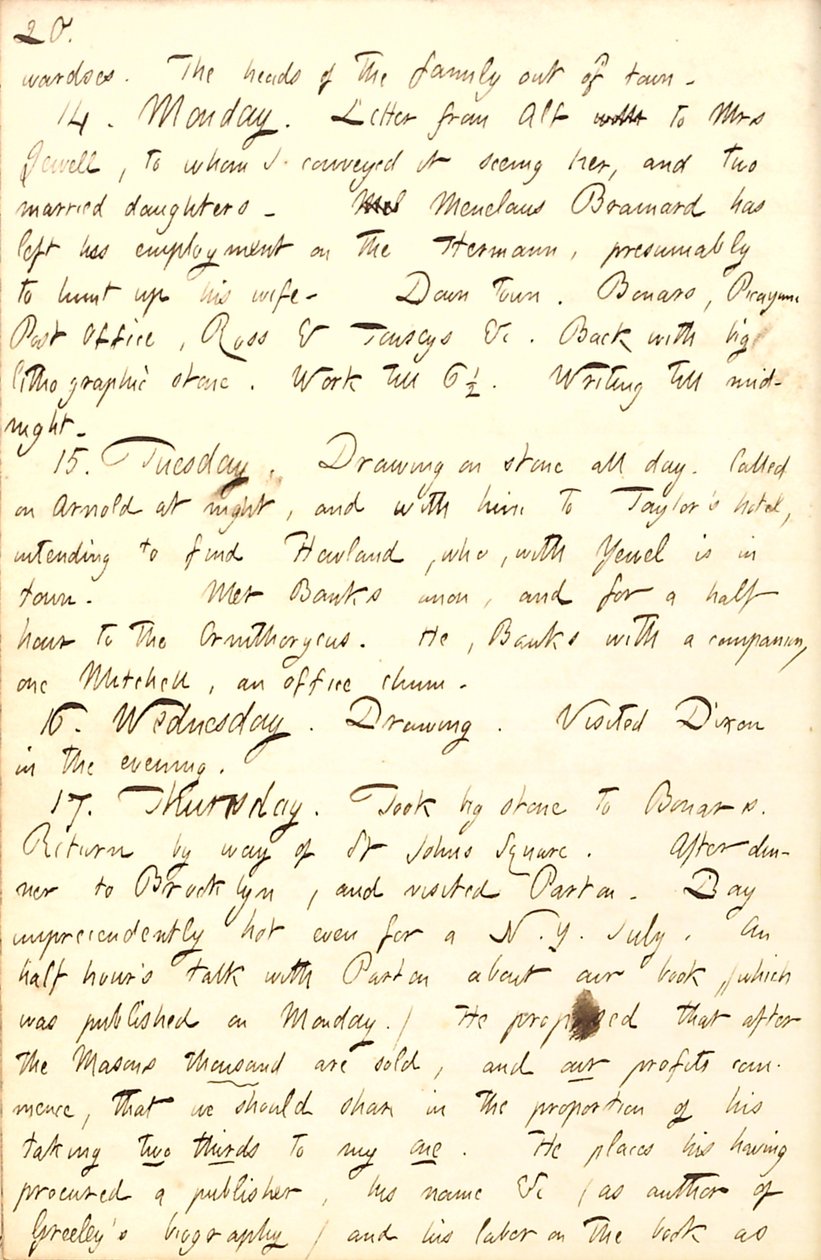 Diari di Thomas Butler Gunn - Volume 8, pagina 27, 13-17 luglio 1856 da Thomas Butler Gunn