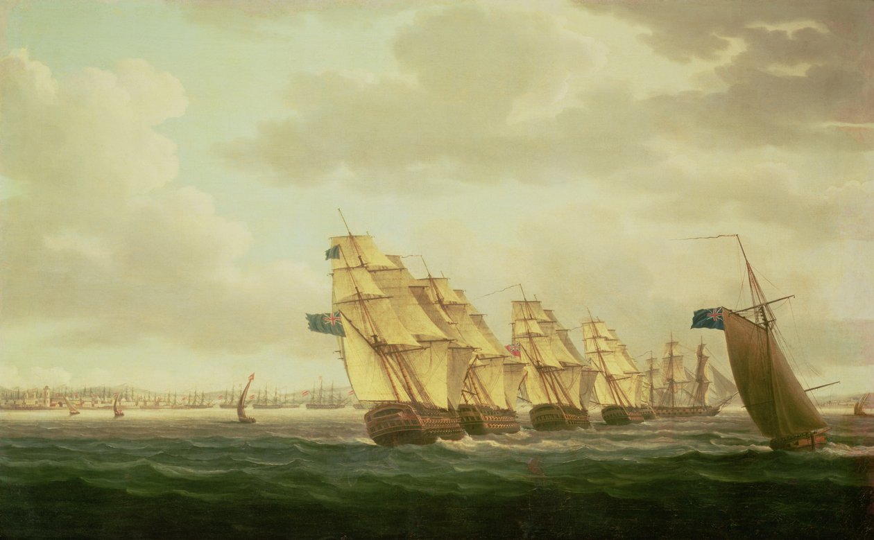 Nelson sul "Theseus" con lo Squadrone Costiero al largo di Cadice, luglio 1797 da Thomas Buttersworth