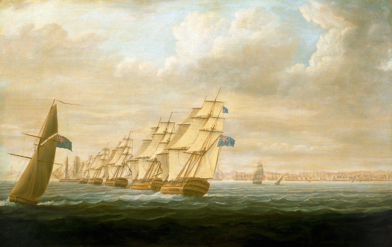La squadra di blocco costiero di Nelson a Cadice, luglio 1797, c.1800 da Thomas Buttersworth