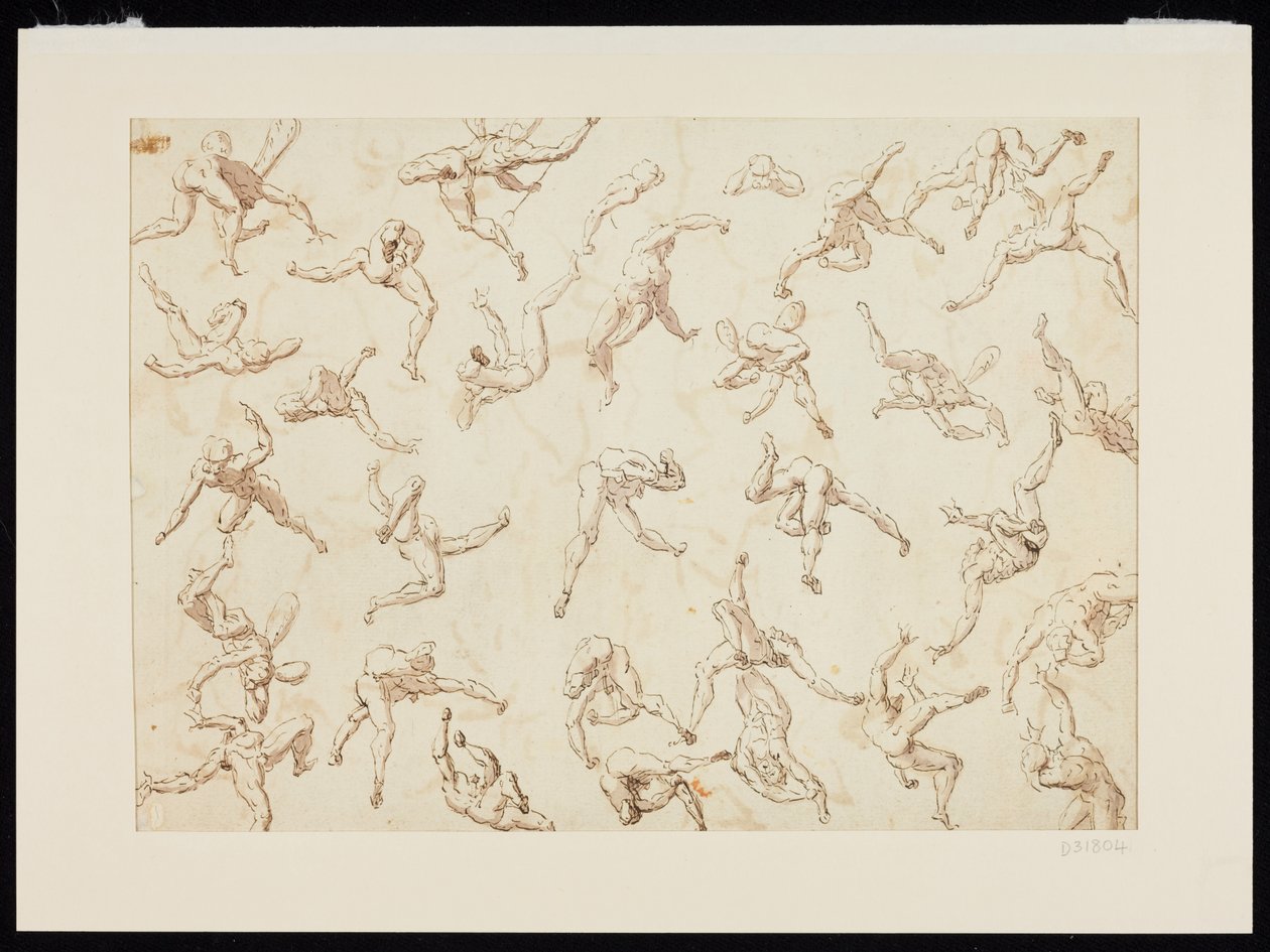 Foglio di studi di figure (penna e inchiostro su carta) da Thomas Carwitham