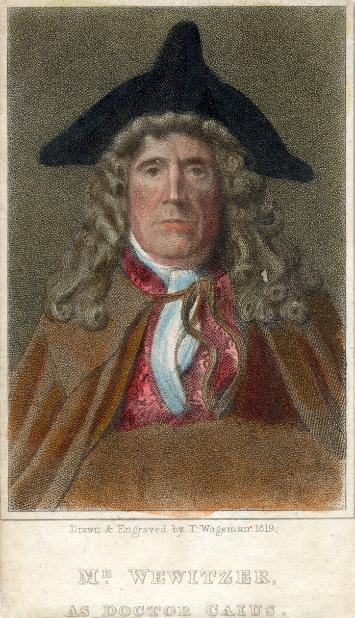 Mr Wewitzer come Dottor Caius, 1819 da Thomas Charles Wageman