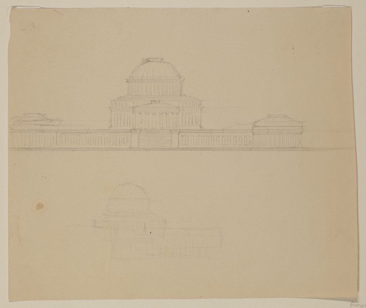 Elevazione della Ohio State House, c.1838 da Thomas Cole
