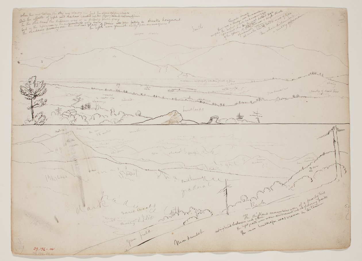 Vista verso le montagne di Ossipee; Vista con montagne lontane da Thomas Cole