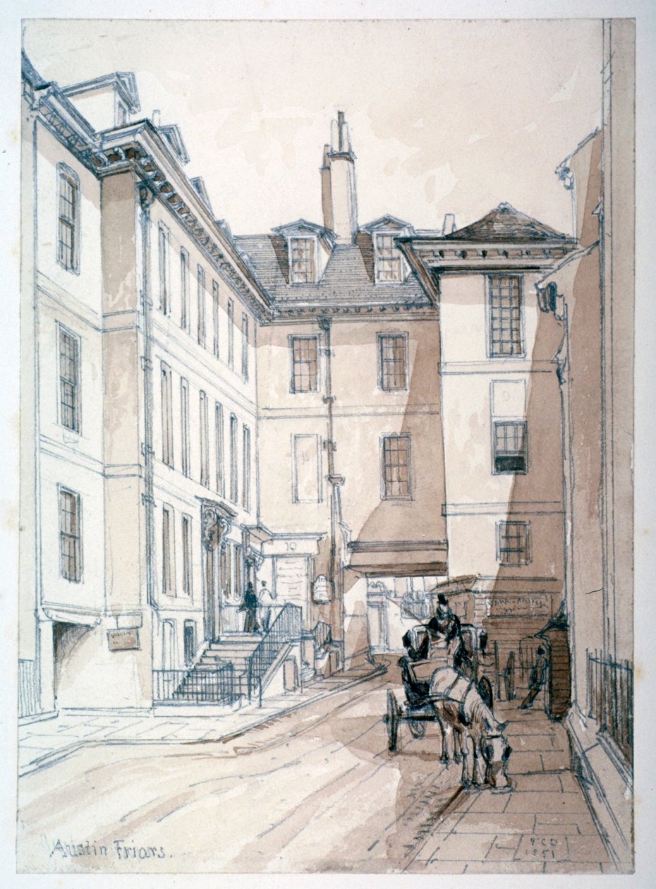 Austin Friars Street, Città di Londra, 1851 da Thomas Colman Dibdin