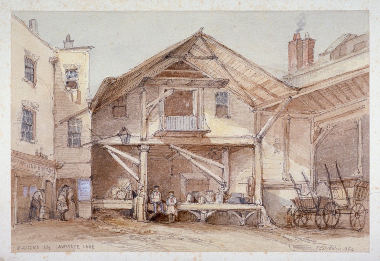 Blossoms Inn, Lawrence Lane, Città di Londra, 1854 da Thomas Colman Dibdin