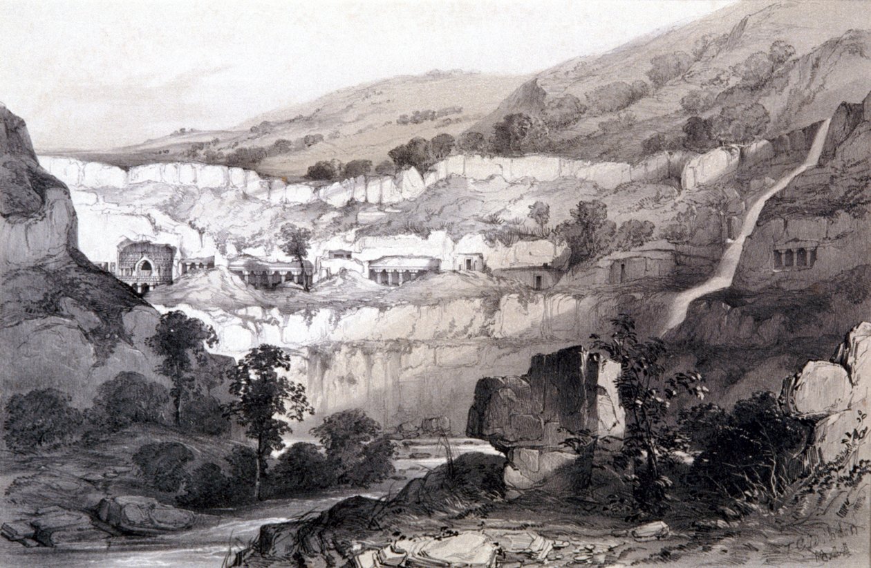 Veduta delle Grotte, Ajunta, India da Thomas Colman Dibdin