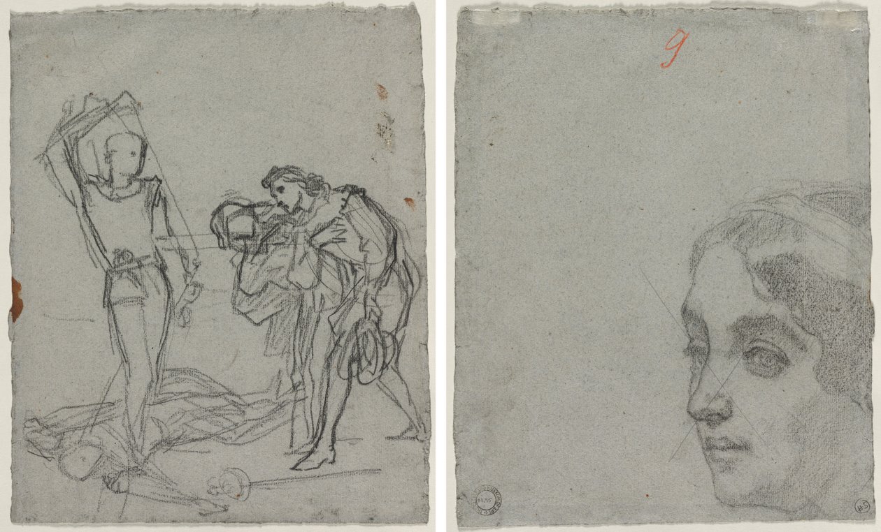 Duello dopo il Ballo in Maschera (recto); Testa di Donna (verso) da Thomas Couture