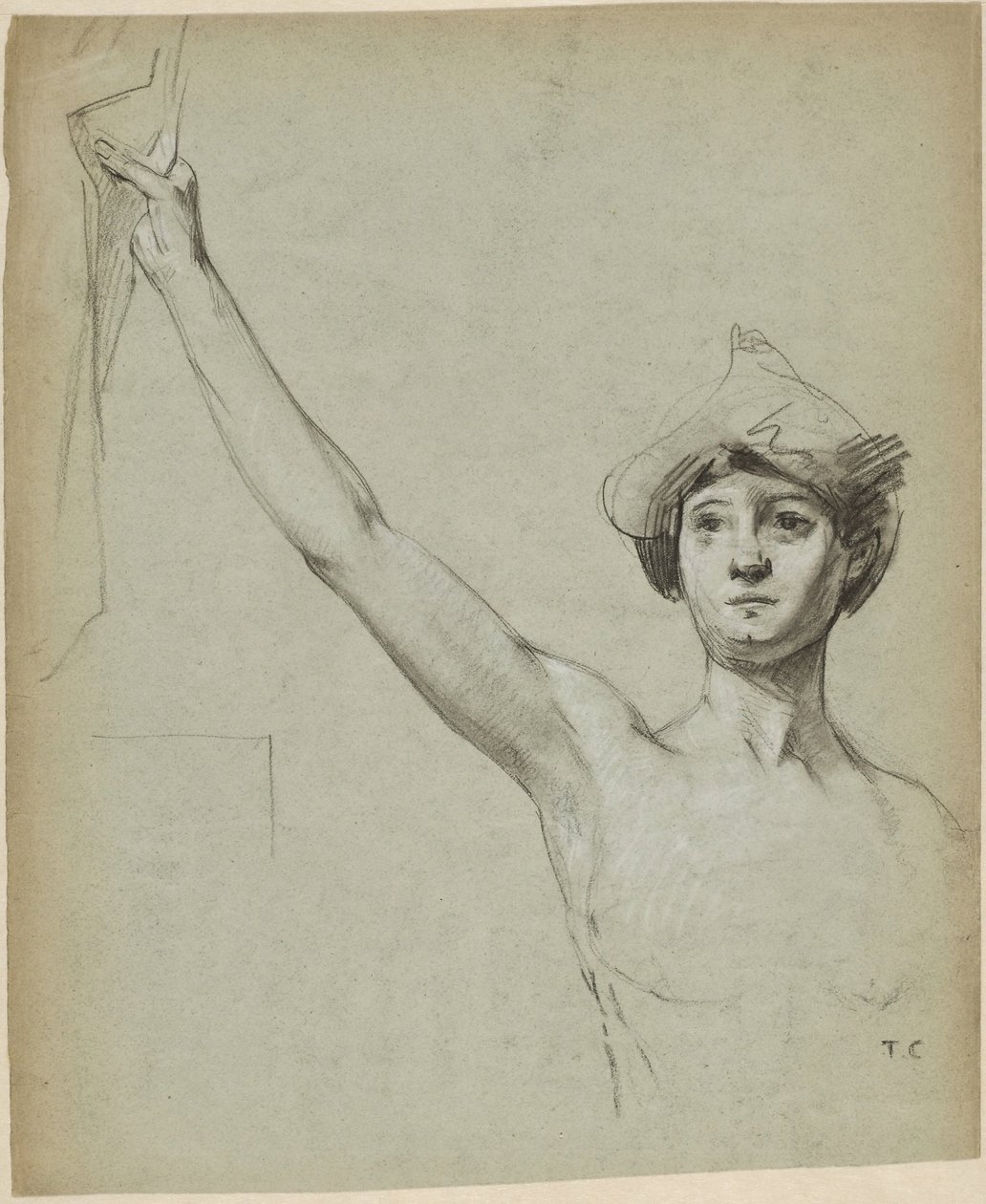Figura nuda con drappeggio, studio di modella da Thomas Couture