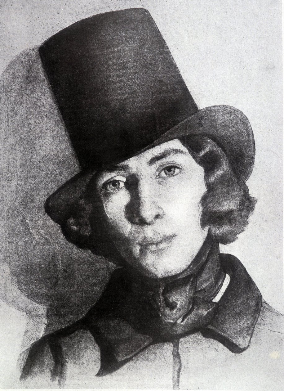 Ritratto di Maurice Sand (1823-1889), figlio di George Sand, 21 anni - Disegno non datato di Thomas Couture - questo disegno è stato a lungo considerato quello di sua madre George Sand da Thomas Couture