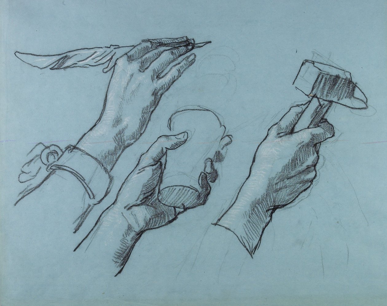 Trois Etudes de Mains (Tre studi di mani), c. 1876 da Thomas Couture