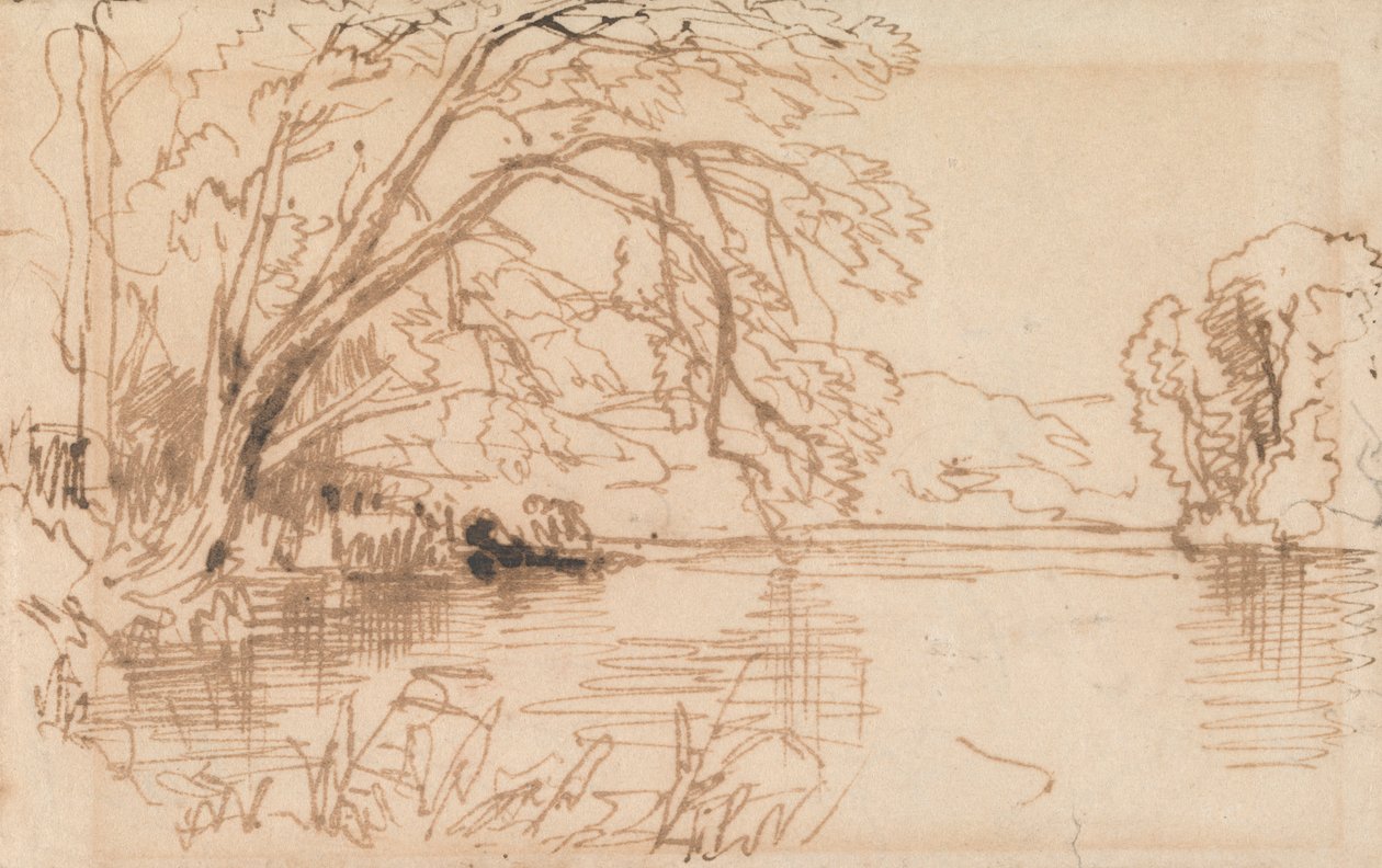 Un albero che sovrasta un fiume da Thomas Creswick