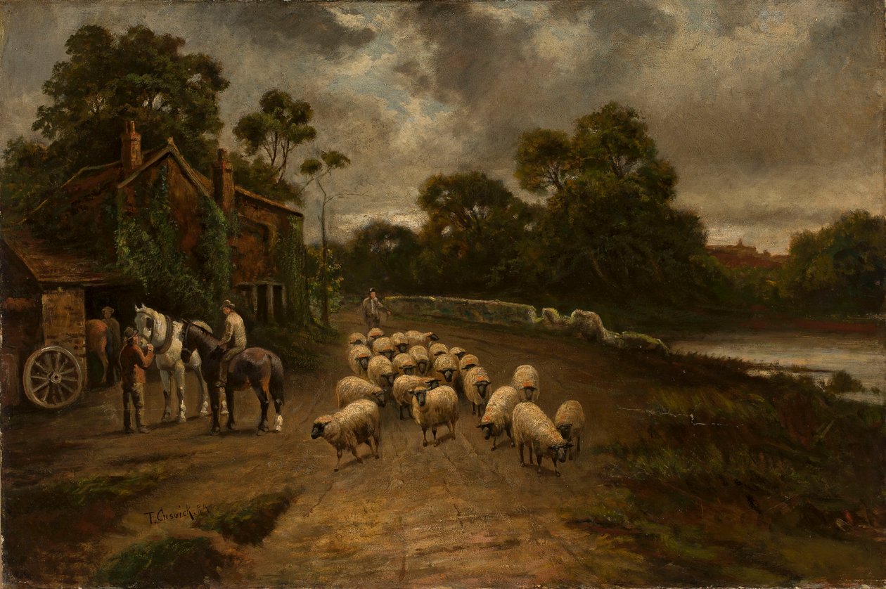 Scena di genere con un gregge di pecore da Thomas Creswick
