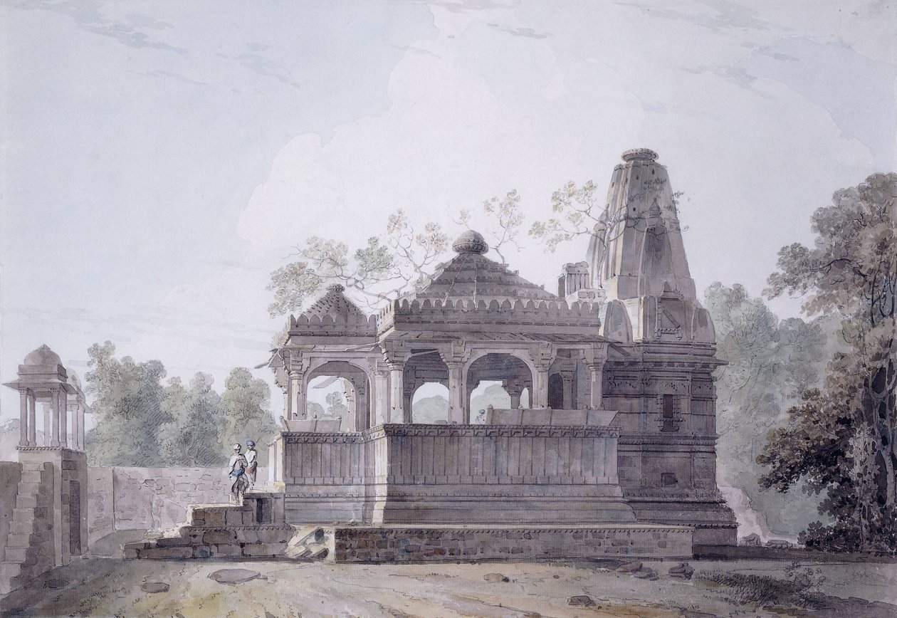Tempio indù nel forte di Rohtas, Bihar da Thomas Daniell