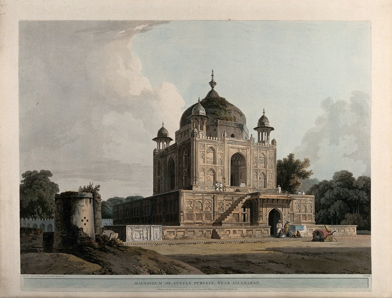 Musoleo di Sultan Purveiz, vicino ad Allahabad da Thomas Daniell