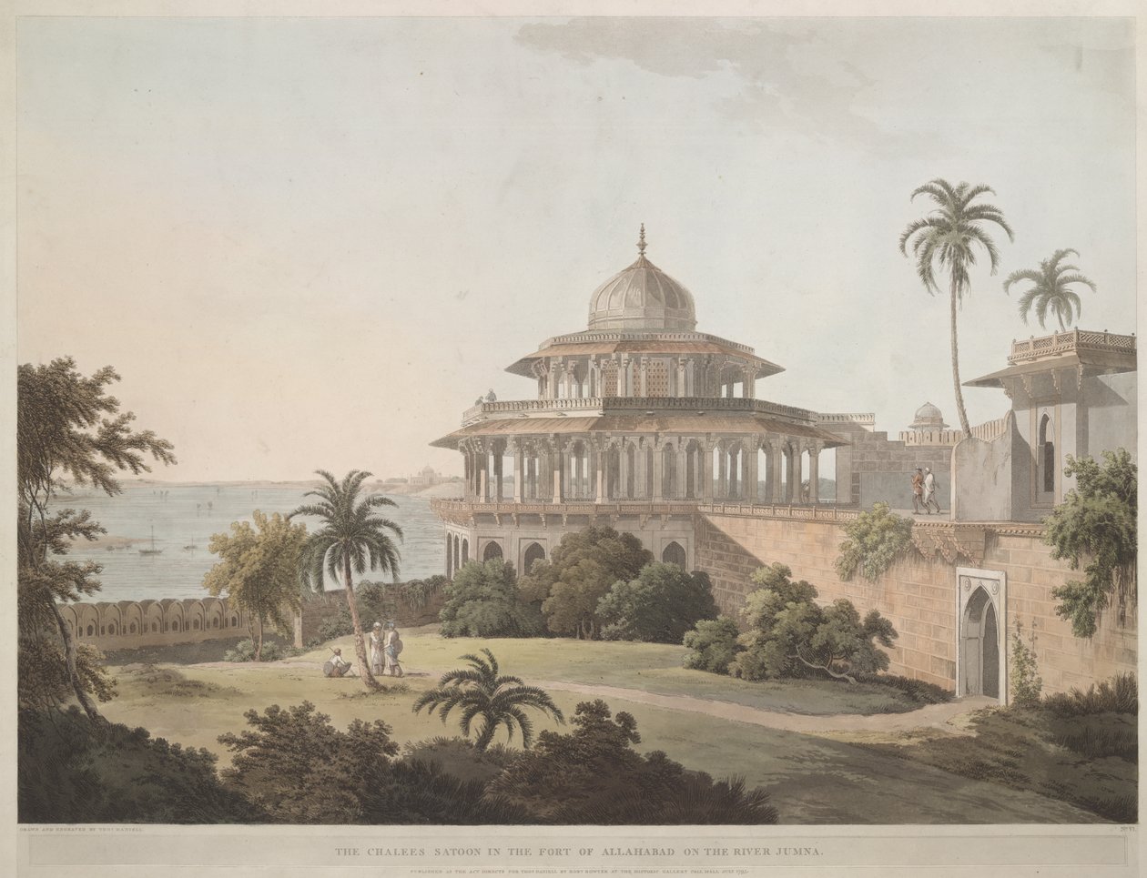 Il Chalees Satoon nel Forte di Allahabad sul Fiume Jumna da Thomas Daniell