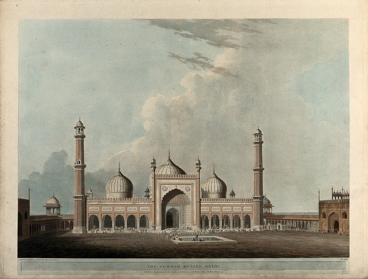 Il Jummah Musjed, Delhi da Thomas Daniell