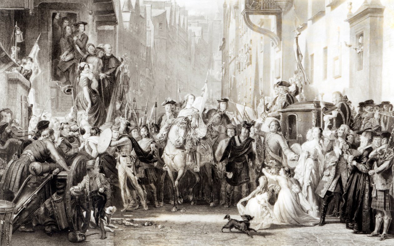 Il principe Carlo Edoardo (1720-88) e gli Highlander entrano a Edimburgo dopo la battaglia di Preston, 21 settembre 1745 da Thomas Duncan