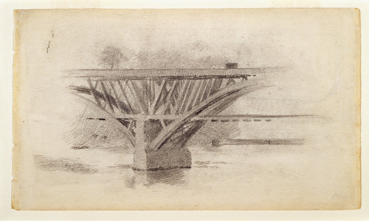 Disegno del ponte di Girard Avenue / Schizzo sul retro di un remo da Thomas Eakins