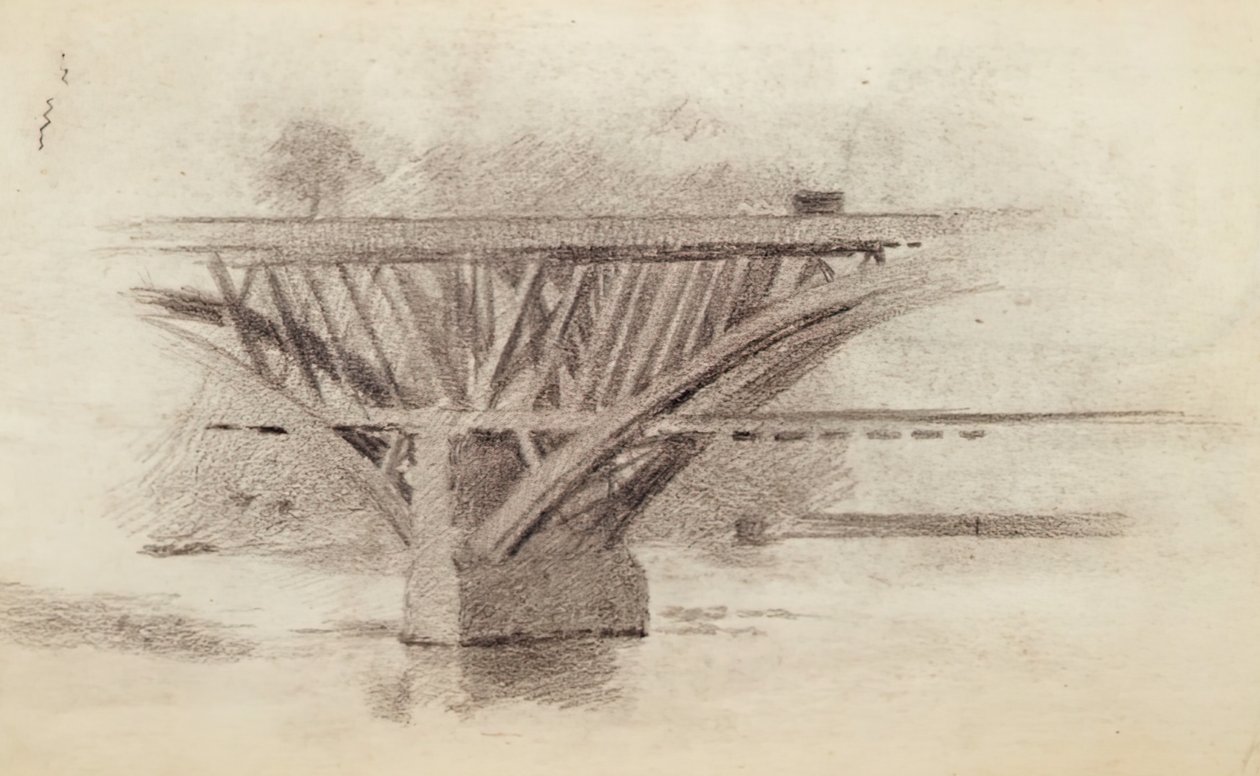 Disegno del ponte di Girard Avenue, verso schizzo di un remo, c. 1871 da Thomas Eakins