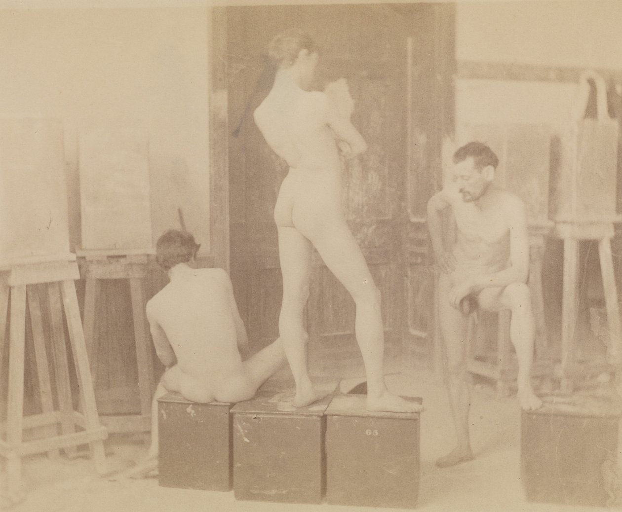 [Tre modelle nude in uno studio di pittura] da Thomas Eakins