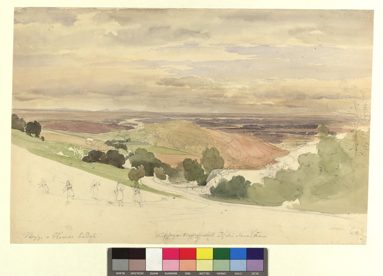 Veduta dal Krapfenwaldl verso le piane alluvionali del Danubio da Thomas Ender