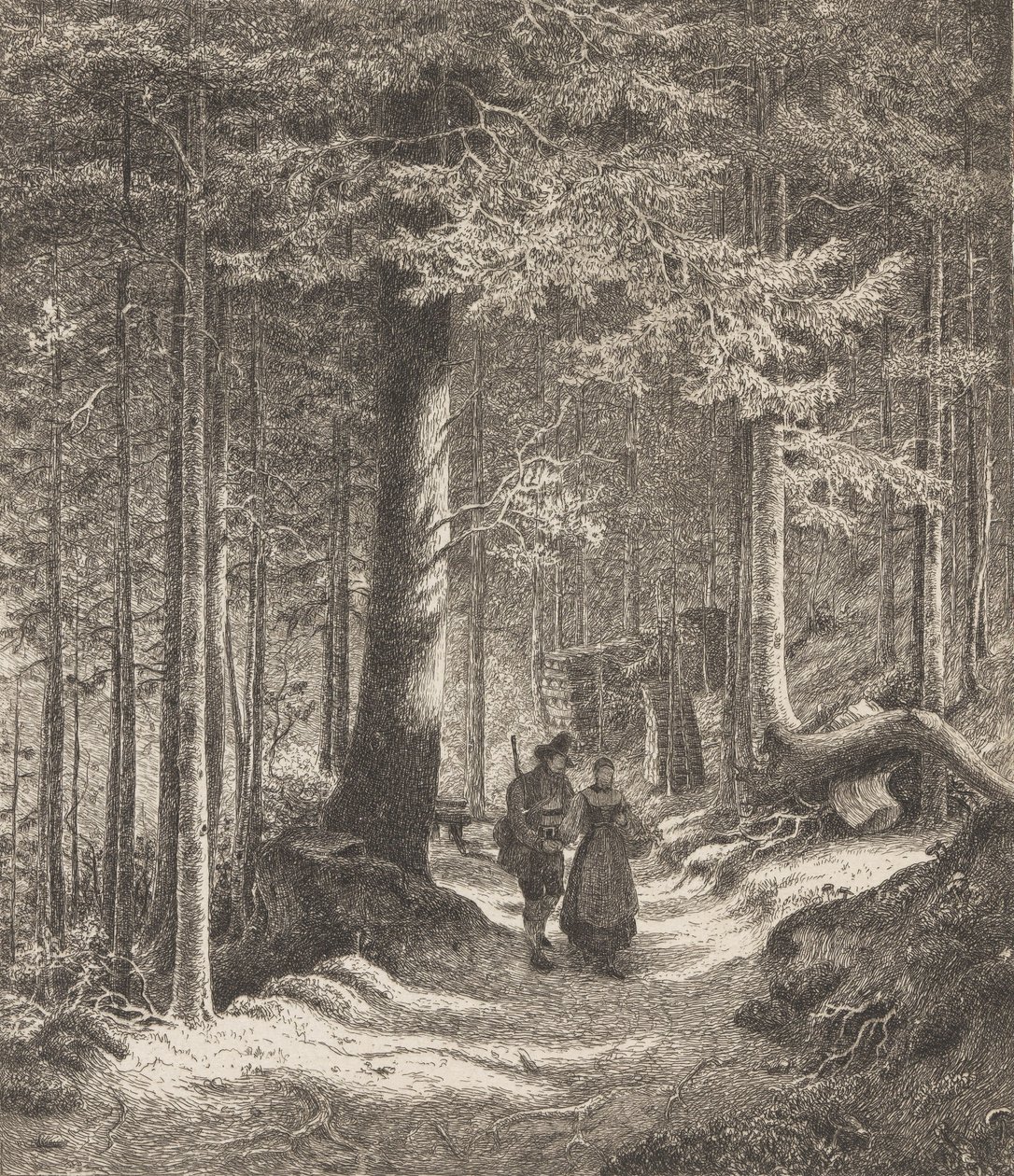 Interno di foresta con due figure da Thomas Fearnley